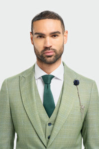 Caridi - Men's Sage Green 3 Piece Checked Suit