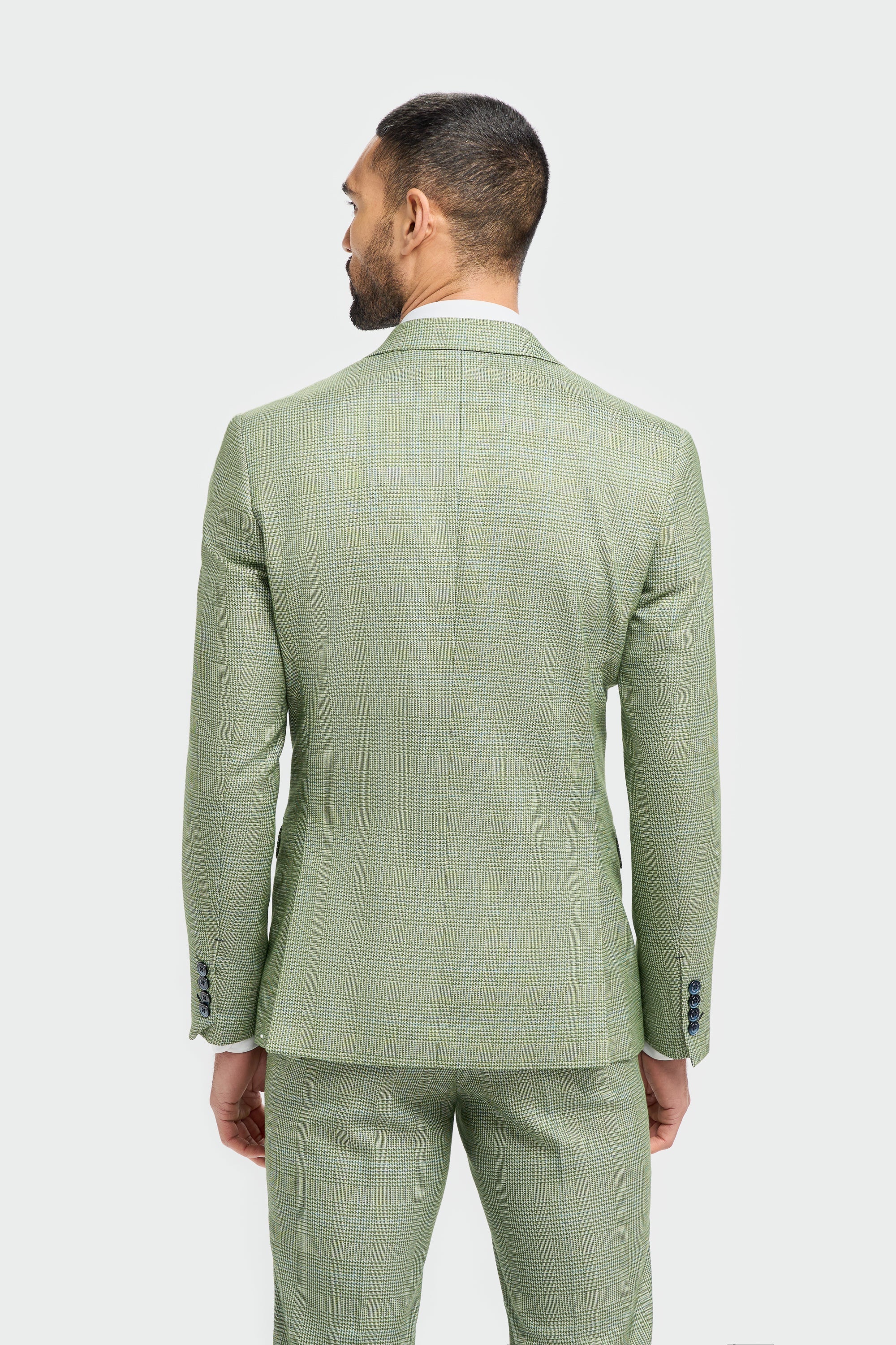 Caridi - Men's Sage Green 3 Piece Checked Suit