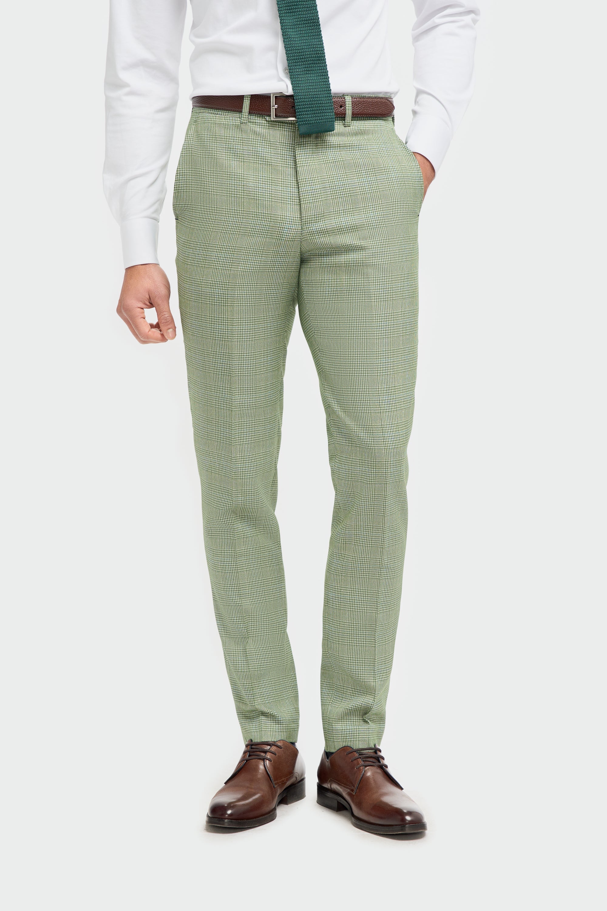 Caridi - Men's Sage Green 3 Piece Checked Suit Caridi - Men's Sage Green 3 Piece Checked Suit
