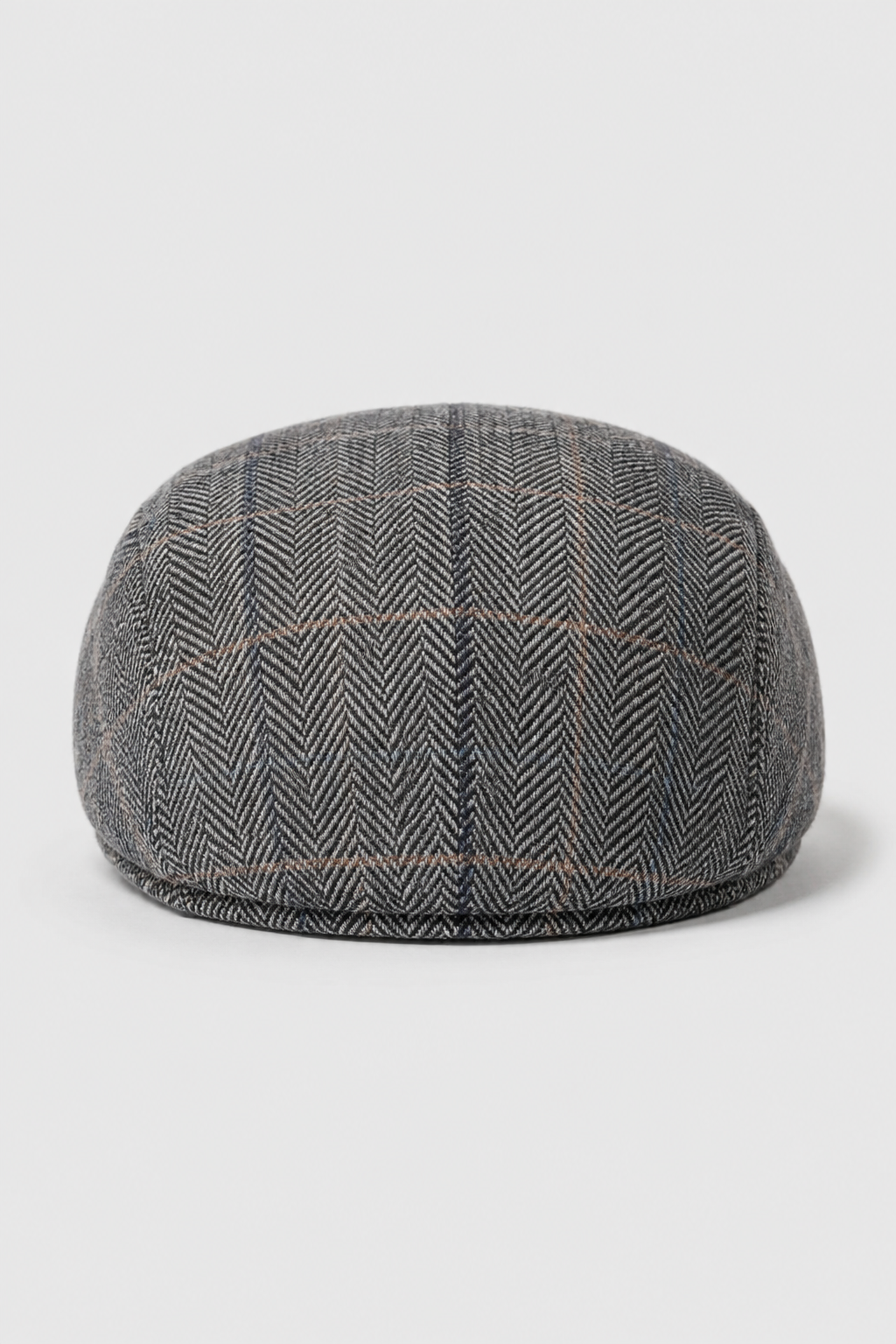 Cavani Albert Mens Tweed Flat Cap - Herringbone Tweed Wool Grandad Flat Hats Vintage - Tan Brown/Charcoal Grey