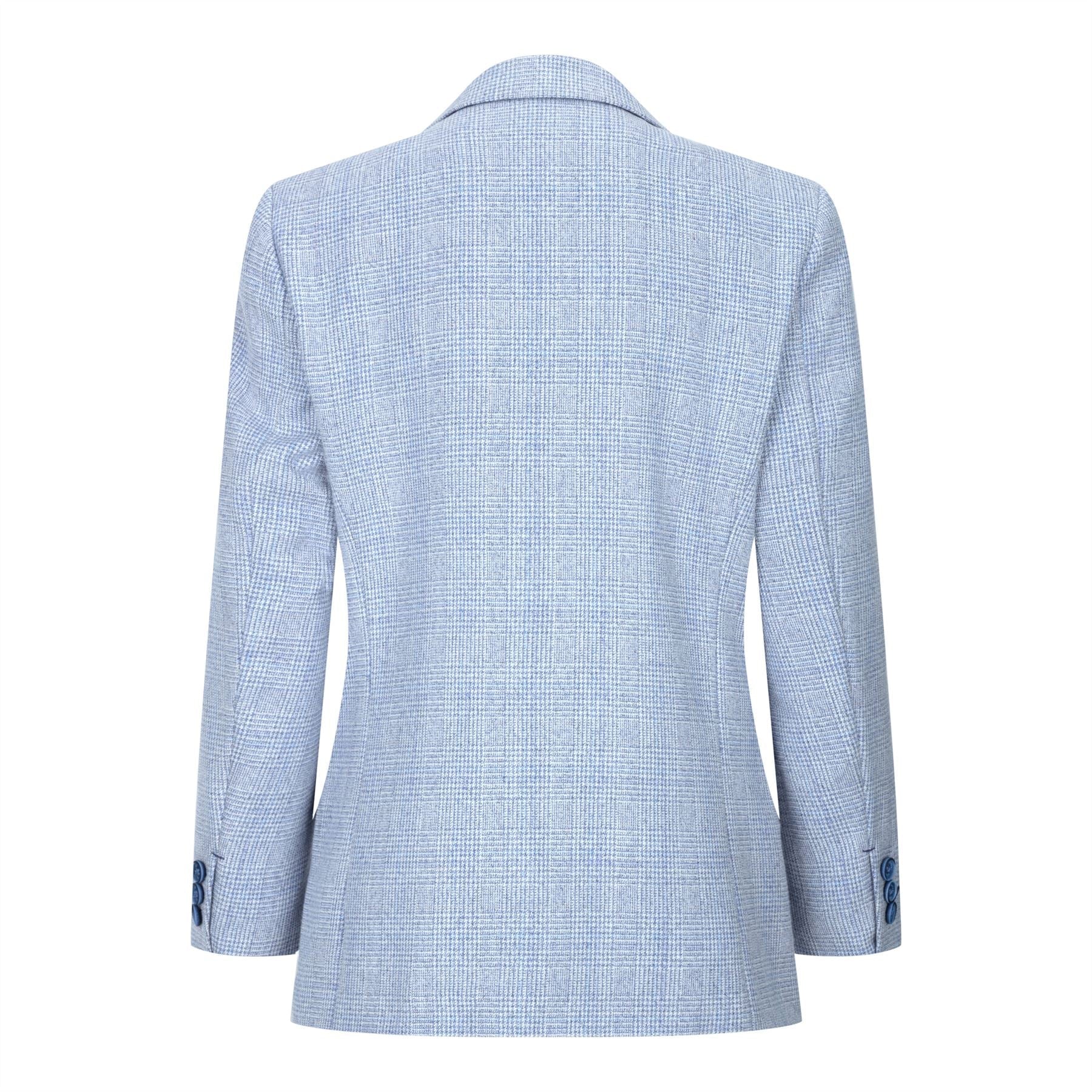 Boys 3 Piece Check Suit Tweed Light Blue Tailored Fit Wedding