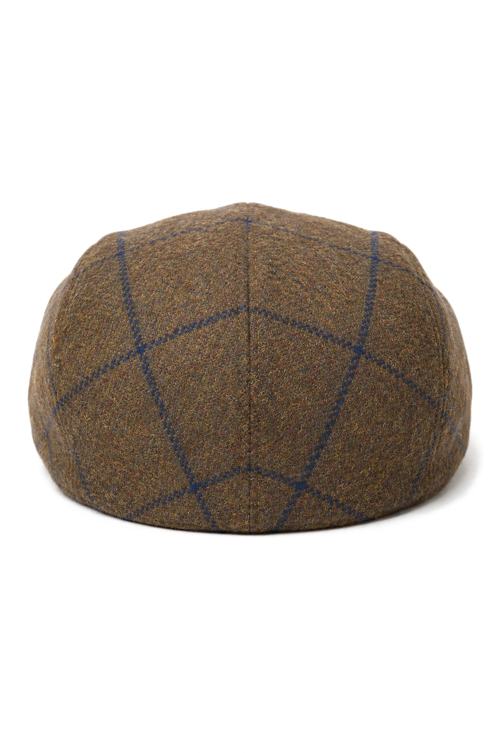 Cavani Kempson Flat Cap - Mens Tweed Wool Check Grandad Hat Vintage - Olive Green/Navy Blue