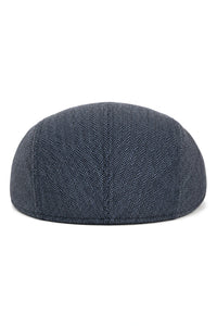 Cavani Martez Hat - Mens Grandad Hat Navy Blue Flat Cap Herringbone Vintage Retro Del Boy Classic Gatsby Shelby Newsboy