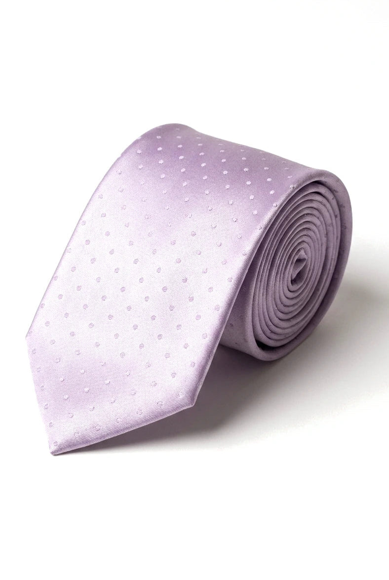 Cavani Satin Tie - Mens Matching Satin Silk Tie Hanky Hankerchief & Tie Clip Polka Dot Wedding Prom Office