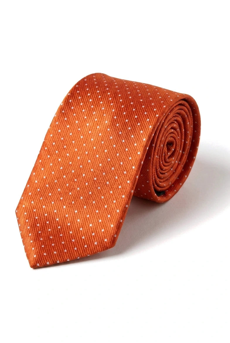 Cavani Satin Tie - Mens Matching Satin Silk Tie Hanky Hankerchief & Tie Clip Polka Dot Wedding Prom Office
