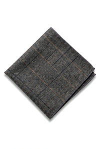 Charcoal Grey Check Tweed Tie with Hankie and Tie Clip - Charcoal Grey