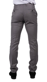 Mens Light Grey Trousers Classic Stitch Wedding Summer Prom Classic Grooms