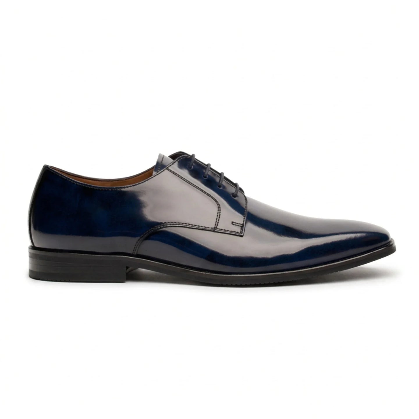 Chester - Men's Navy High-Shine Polished Derby Shoes