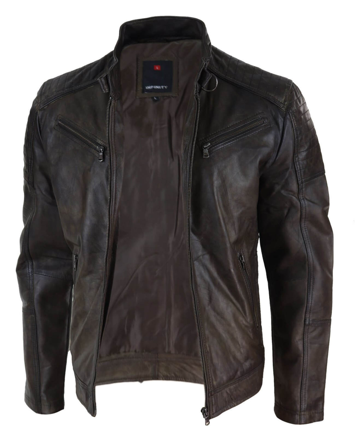 Calif Brown Racer Real Leather Brown Classic Mens Racer Jacket - Brown Racer: Buy Online ...
