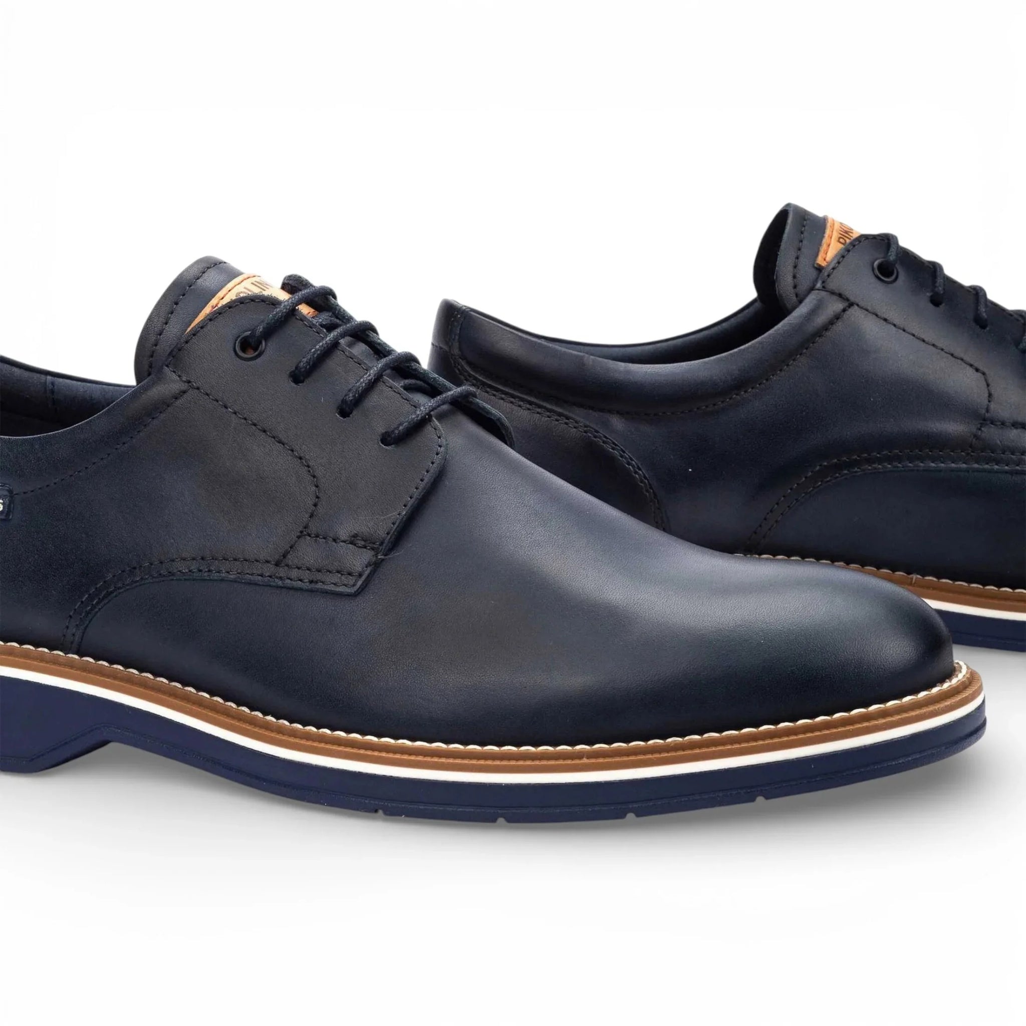 Claret - Men's Blue Leather Lace-Up Derby Shoes