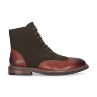 Clifford - Men's Khaki Brown Brogue Leather Ankle Boots