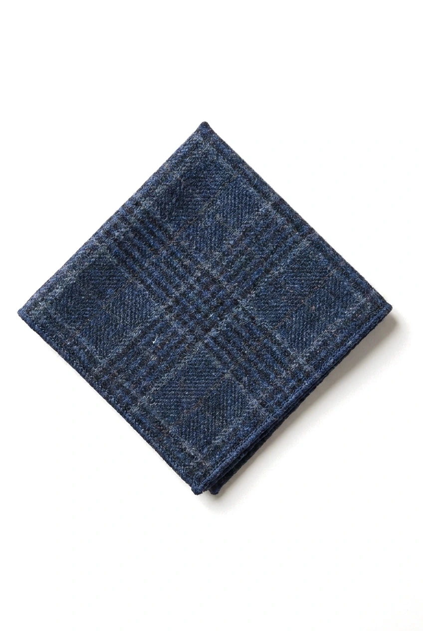 Compare Color Mens Tweed Herringbone Tie Pocket Square Check Classic Blue