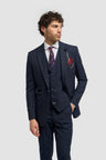Cavani Connall - Men's Navy-Blue Check Vintage Suit