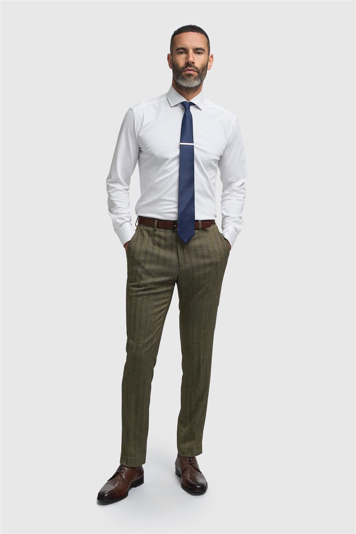 Damon - Men's Olive Green Tweed Trousers
