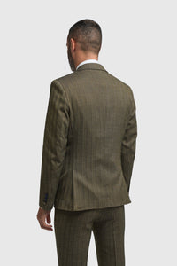 Men's Olive Green 3 Piece Herringbone Tweed Suit