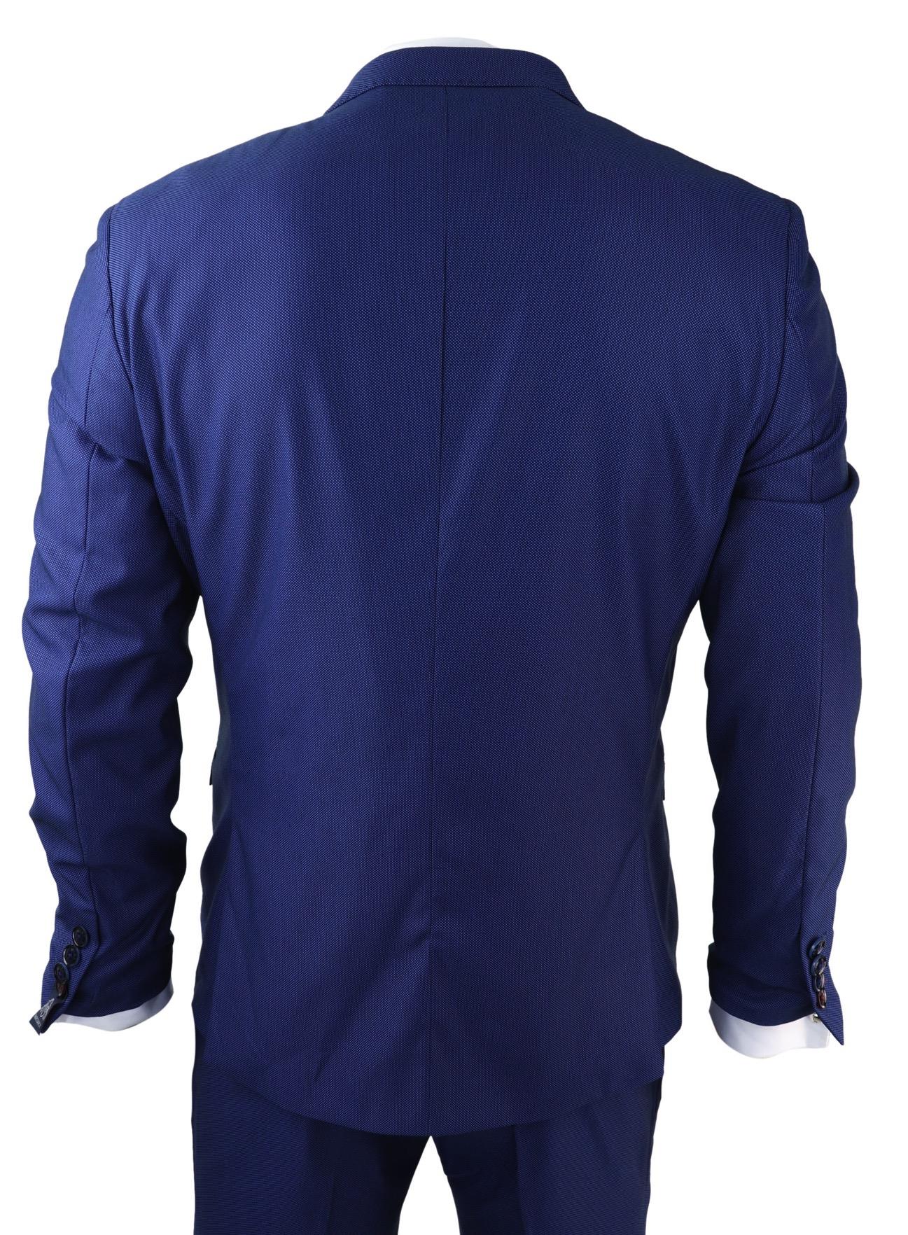 Mens 3 Piece Royal Blue Suit Slim Fit Classic Grooms Marc Darcy Danny Classic Wedding