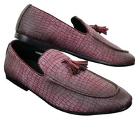 Elong DD0085 - Mens Snake Crocodile Leather PU Loafers Driving Shoes Slip On Tassel Comfort Vintage
