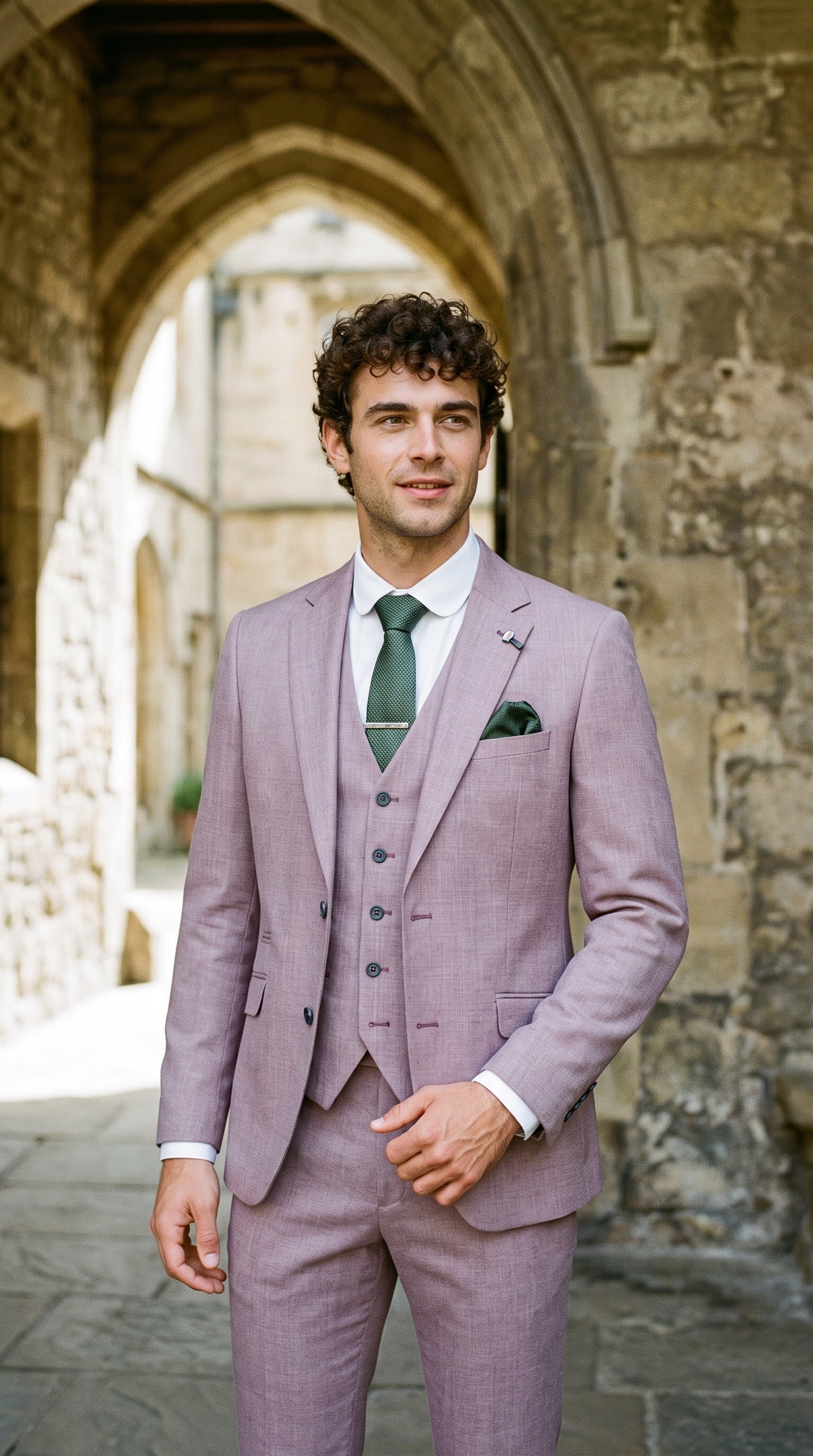 Look #317 styled with Mens Blush Pink Summer Linen Suit