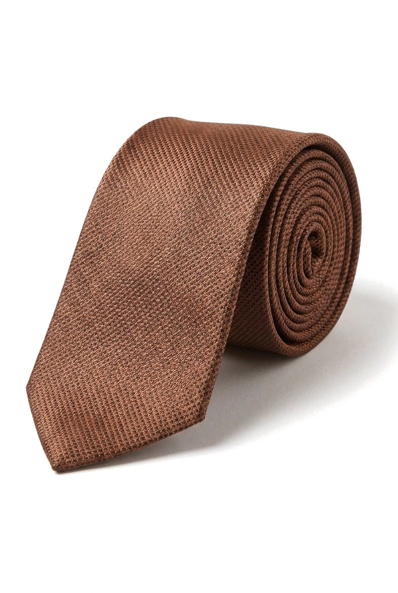 Diamond Neck Brown Tie Gift Set Pocket Square Cuff Links Pin Tie For Shirt Satin