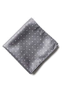Dotted Silver Neck Tie Gift Set Pocket Square Cuff Links Tie Pin Polka Dot Satin