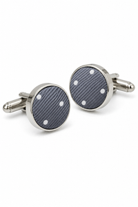 Dotted Silver Neck Tie Gift Set Pocket Square Cuff Links Tie Pin Polka Dot Satin