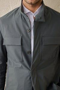 Men’s Sage Green Cotton Blend Safari Jacket & Beige Trousers Set Smart Casual Outfit