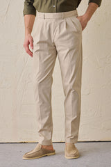 Men’s Beige Smart Casual 2 Piece Suit Safari Style Stand Collar Stretch Set