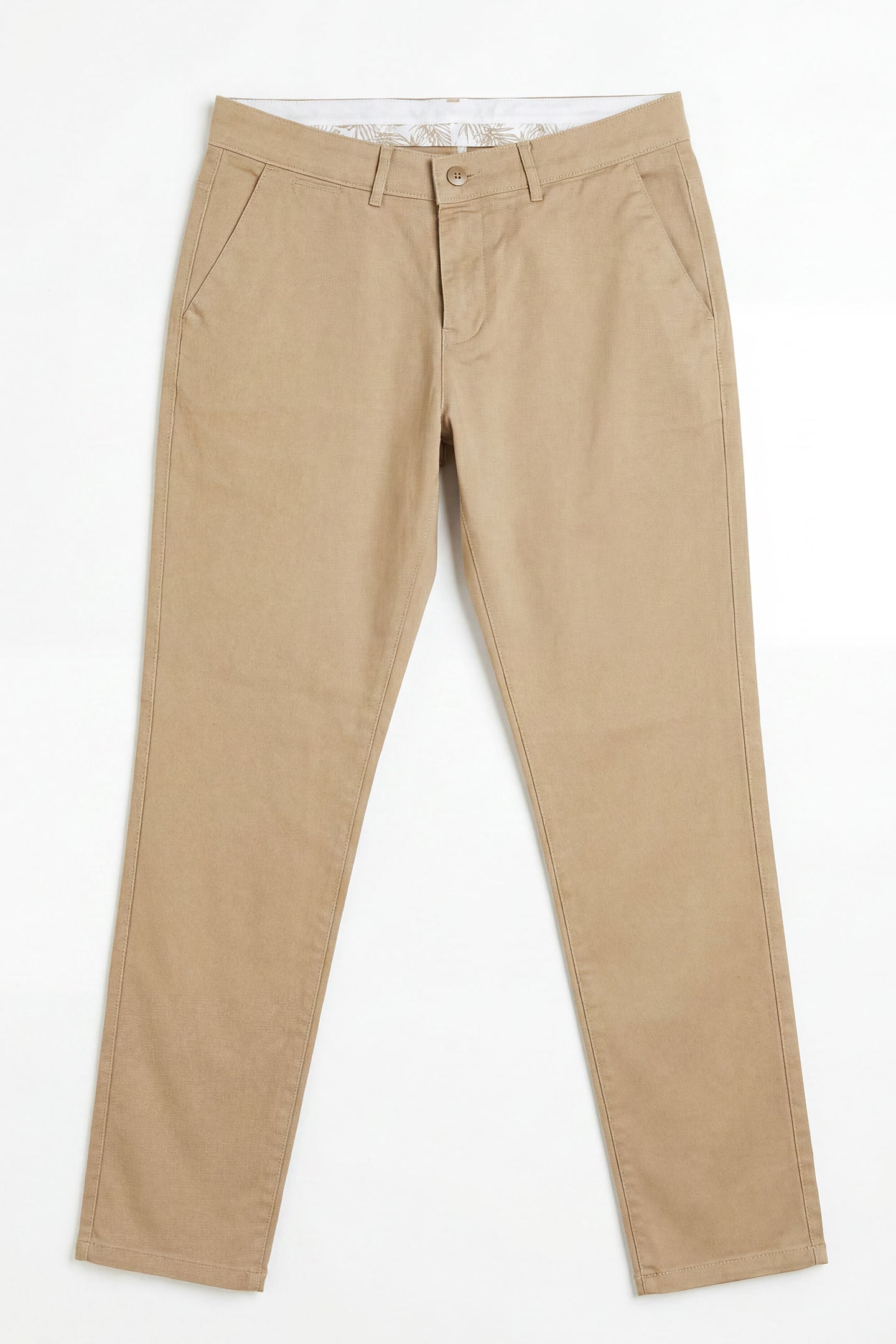 Men’s Khaki Linen Blend Chino Trousers Tencel Cotton Thin Summer Material