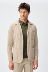 Men’s Beige Soft Jersey Blazer Smart Casual Jacket