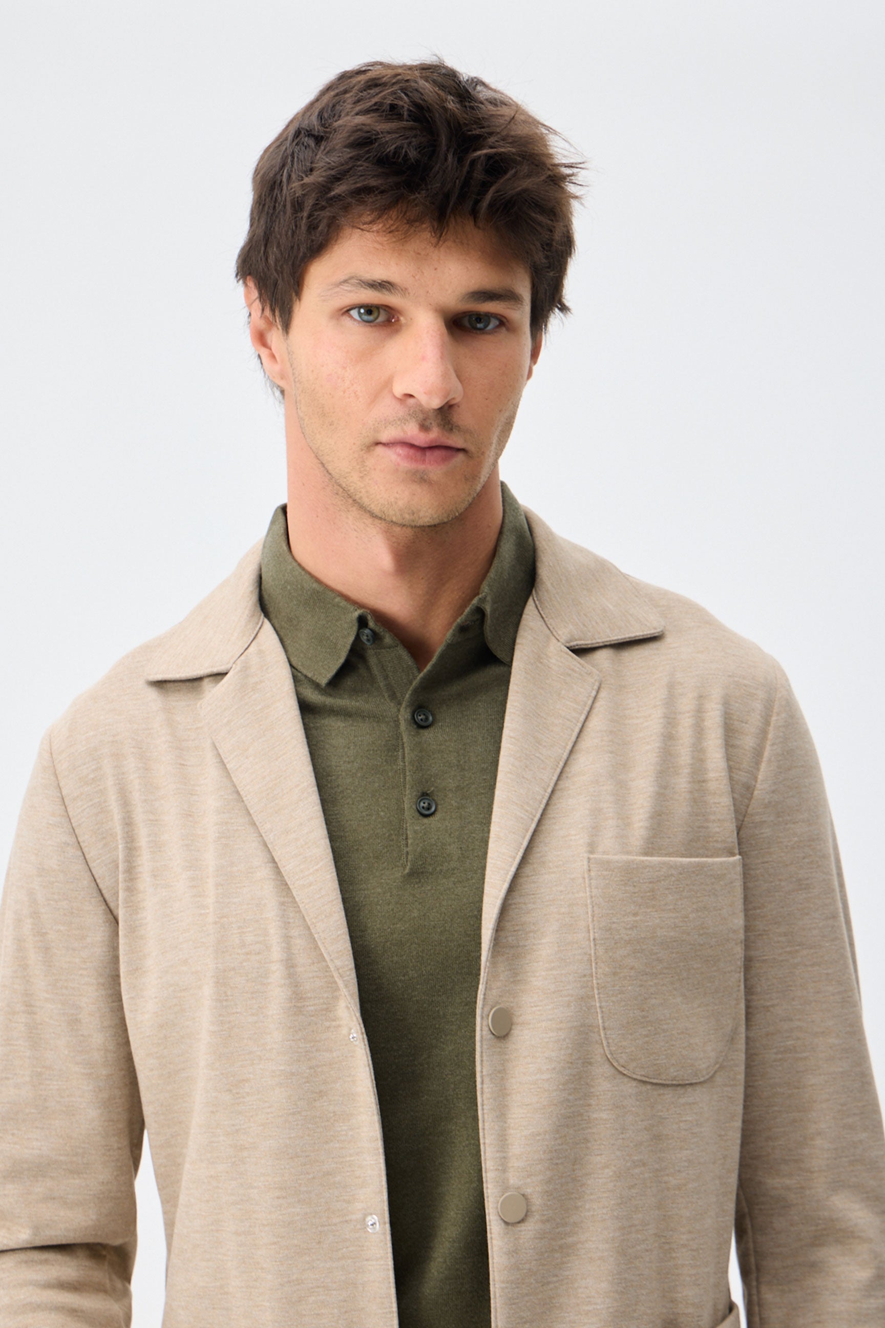 Men’s Beige Soft Jersey Blazer Smart Casual Jacket