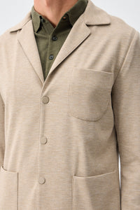 Men’s Beige Soft Jersey Blazer Smart Casual Jacket