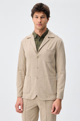 Men’s Beige Soft Jersey Blazer Smart Casual Jacket