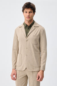 Men’s Beige Soft Jersey Blazer Smart Casual Jacket