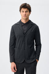 Men’s Charcoal Soft Jersey Smart Casual Suit Blazer Jacket & Trousers Set