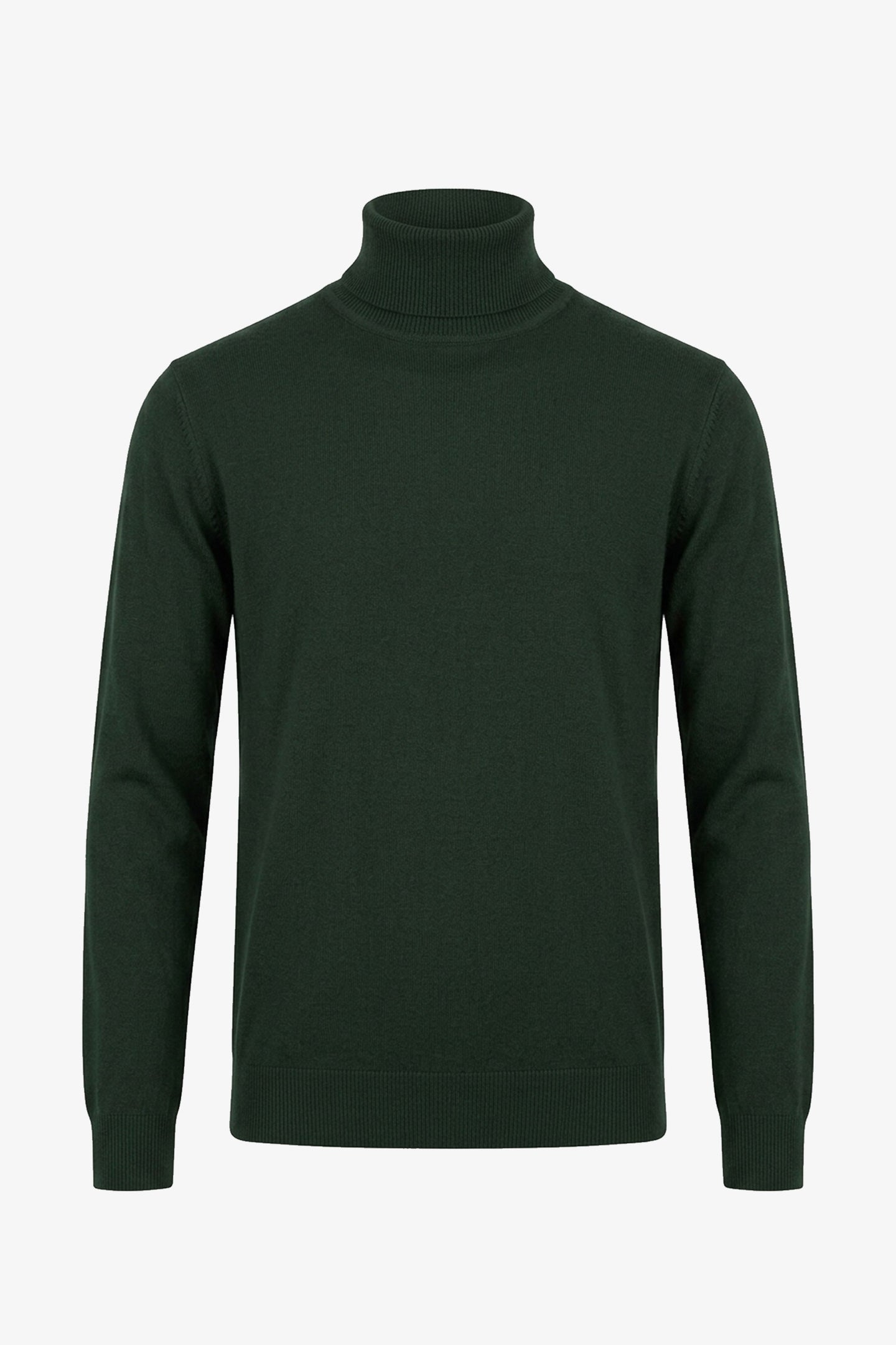 Men’s Green Turtleneck Sweater Soft Viscose Blend Long Sleeve Knit Pullover