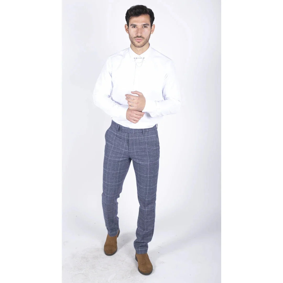 Men's White Button Down Poplin Shirt With Bar & Chain Formal Classic Men's White Button Down Poplin Shirt With Bar & Chain Formal Classic