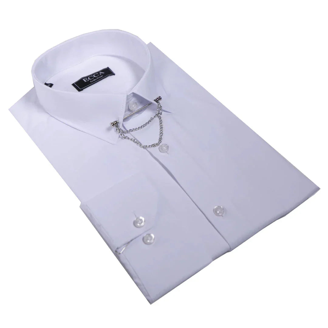 mens white dress shirt with collar bar Amazon.com: Men's Club Collar Dress Shirt with Pin Collar Bar | Long Sleeve