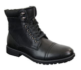 Mens Leather Suede PU Fleece Army Combat Military Ankle Boots Retro