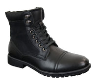 Mens Leather Suede PU Fleece Army Combat Military Ankle Boots Retro