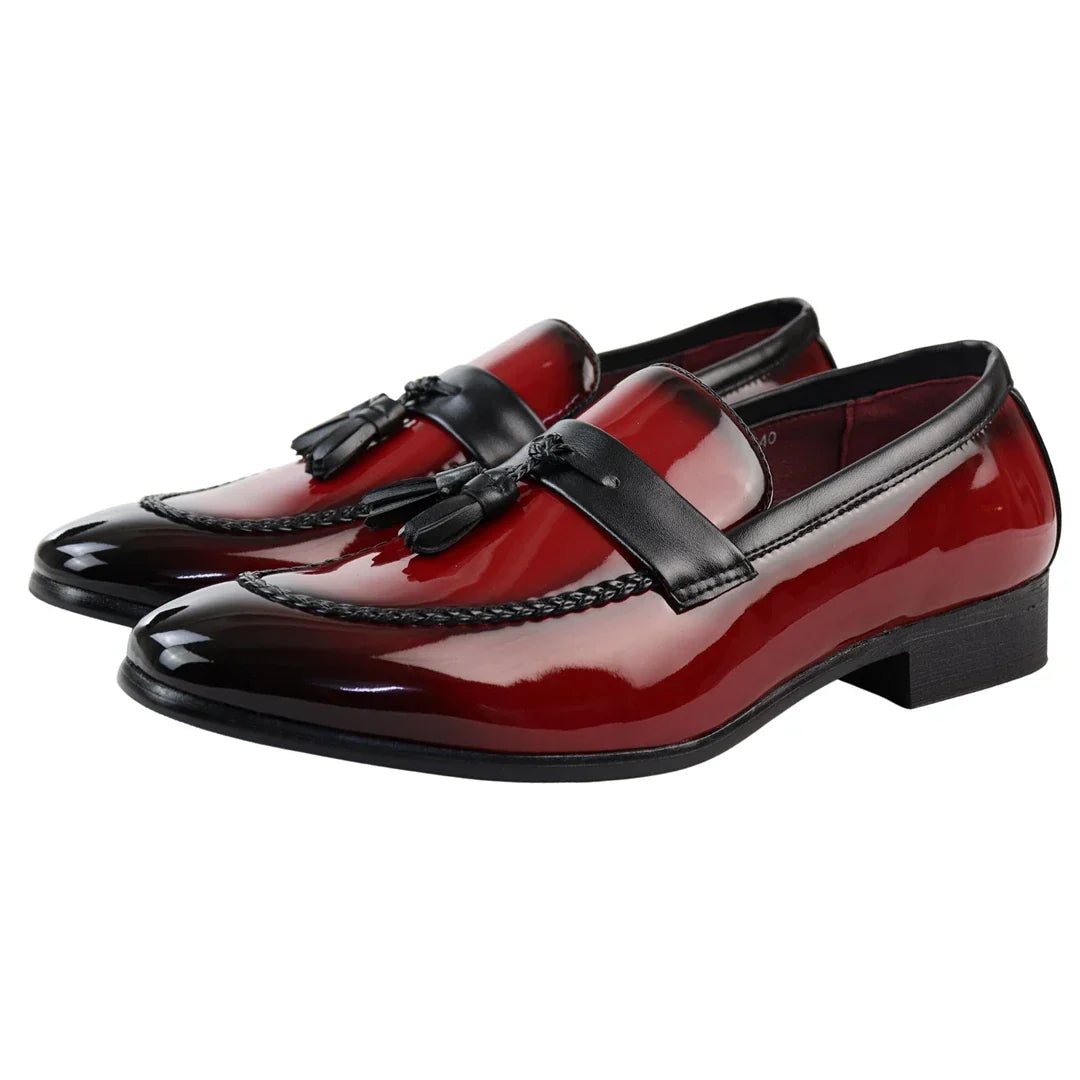 Men's Patent Tassel Slip On Red Loafers Men's Patent Tassel Slip On Red Loafers