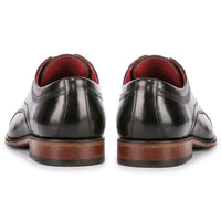 Everett - Men's Black Polished Leather Cap Toe Derby Shoes