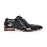 Flynn - Men's Black Patent Leather Brogue Shoes