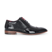 Flynn - Men's Black Patent Leather Brogue Shoes