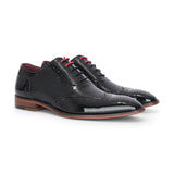 Flynn - Men's Black Patent Leather Brogue Shoes