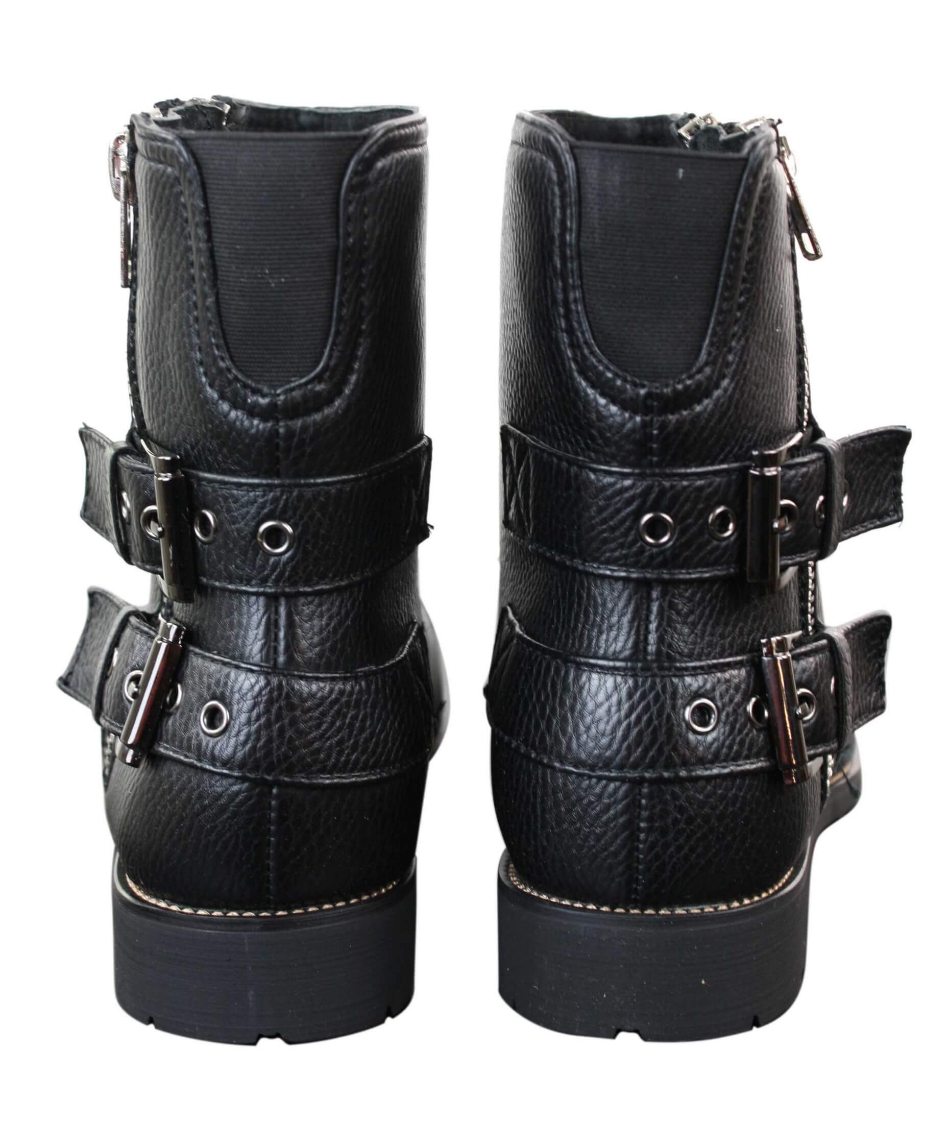 Mens Zip Biker Motorcycle Boots Punk Rock Ankle Belted Buckle