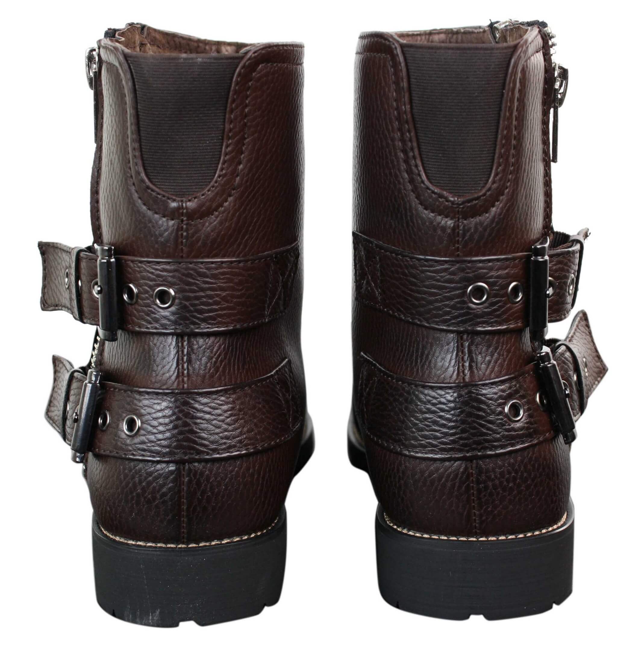 Mens Zip Biker Motorcycle Boots Punk Rock Ankle Belted Buckle