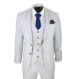 Mens Tweed Light Grey 3 Piece Suit Tailored Fit Classic Vintage 1920s Wedding