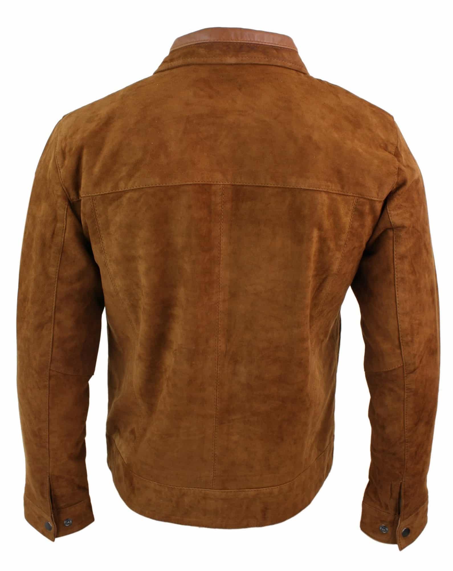 Infinity G500 Suede - Mens Real Leather Classic Zip Jacket Camel