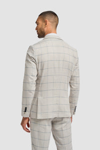 Gabriel - Men's Grey Linen Checked Blazer