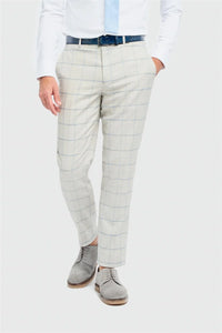 Gabriel - Men's Grey 2 Piece Linen Checked Suit